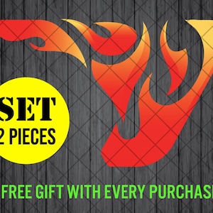 Fire Flames Fender Printed Vent Vinyl Decal Sticker, JL / JLU / JT Fire Fender Vent Decal Set, Pair Decals