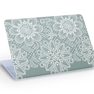 Autocollant de décalcomanie de peau d’ordinateur portable de modèle de dentelle, décalcomanie de peau d’ordinateur portable de fleurs de dentelle - taille personnalisée