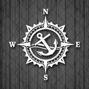 ANCHOR Compass Vinyl Decal Sticker, Compass Rose, Ship Captain Decal, Truck Decal, Laptop Stickers, Anchor Sea Compass 4x4 Decal