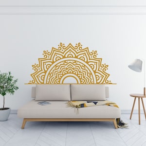 Mandala Flower in Half Wall Vinyl Decal Sticker, Mandala Home Decor Sticker, Mandala Yoga Wall Art Decal, Mandala Flower Wall Interior Decal