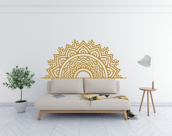 Mandala Flower in Half Wall Vinyl Decal Sticker, Mandala Home Decor Sticker, Mandala Yoga Wall Art Decal, Mandala Flower Wall Interior Decal