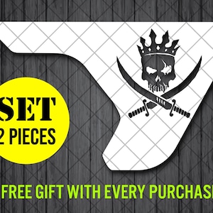 Pirate Skull King Fender Vent Vinyl Decal Sticker, JL / JLU / JT Skull Pirate Fender Vent Decal Set, Pair Decals