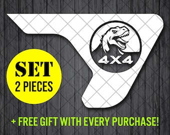 Dinosaur T-Rex 4x4 Fender Vent Vinyl Decal Sticker, JL / JLU / JT Fender Vent Decal Set, Pair Decals