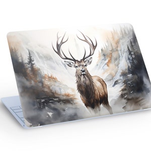 Adesivo decalcomania della pelle del computer portatile cervo di montagna, decalcomania della pelle del computer portatile della natura della foresta dei cervi - dimensione personalizzata