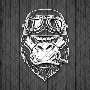 Angry Gorilla Biker Vinyl Decal Sticker, 4x4 Trucks Cars Vinyl Decal Sticker, Laptop decal, Decal for Adventure vehicles - Custom Color