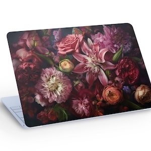 Bellissimo adesivo per laptop con fiori rosa, adesivo per Macbook con fiori, adesivo per laptop - Dimensioni personalizzate