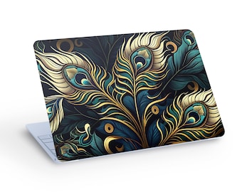 Peacock FEATHER LAPTOP SKIN Decal Sticker, Feathers Design Laptop Skin Decal - Custom Size