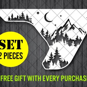 Moon Mountain Forest Fender Vent Vinyl Decal Sticker, JL / JLU / JT Moon Mountain Forest Fender Vent Decal Set, Pair Decals