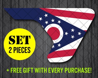 Ohio State Fender Vent Vinyl Decal Sticker, JL / JLU / JT Fender Vent Decal Set, Ohio Flag Printed Fender Pair Decals