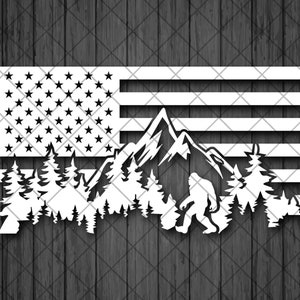 BIGFOOT USA Mountain Forest Vinyl Decal Sticker, American Bigfoot Decal, SASQUATCH Decal, Truck Decal, Laptop Stickers, Decals for off-road