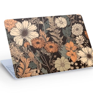 Pele natural para laptop com flores selvagens, pele para Macbook com flores, adesivo decalque para pele para laptop - tamanho personalizado