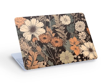 Pelle naturale per laptop con fiori selvatici, pelle per Macbook con fiori, adesivo decalcomania per pelle per laptop - Dimensioni personalizzate