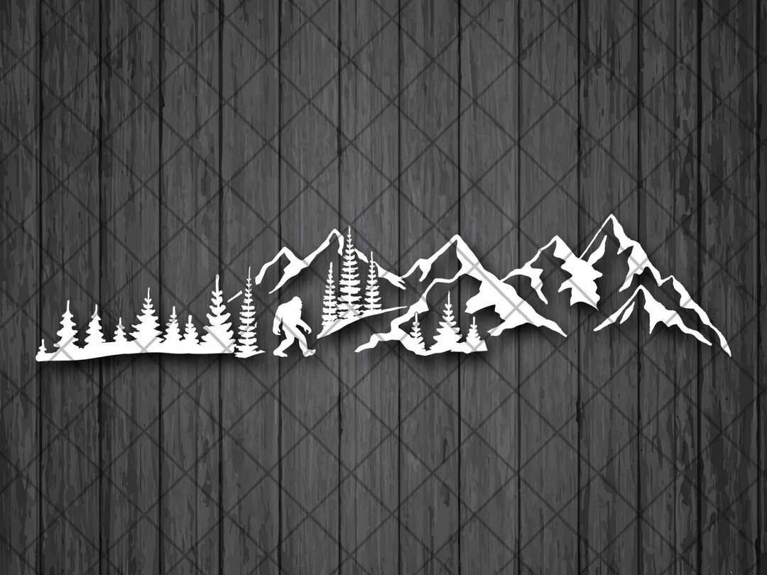 BIGFOOT Mountain and Treeline SUV Vinyl Decal Sticker, Sasquatch ...