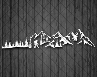 BIGFOOT Mountain and Treeline SUV Vinyl Decal Sticker, Sasquatch Mountain and Treeline 4x4 Off Road Vinyl Decal Sticker, Forest 4x4 Vehicle