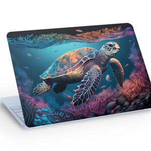 Sticker autocollant peau d'ordinateur portable tortue de mer, sticker peau d'ordinateur portable belle tortue de mer - dimension personnalisée