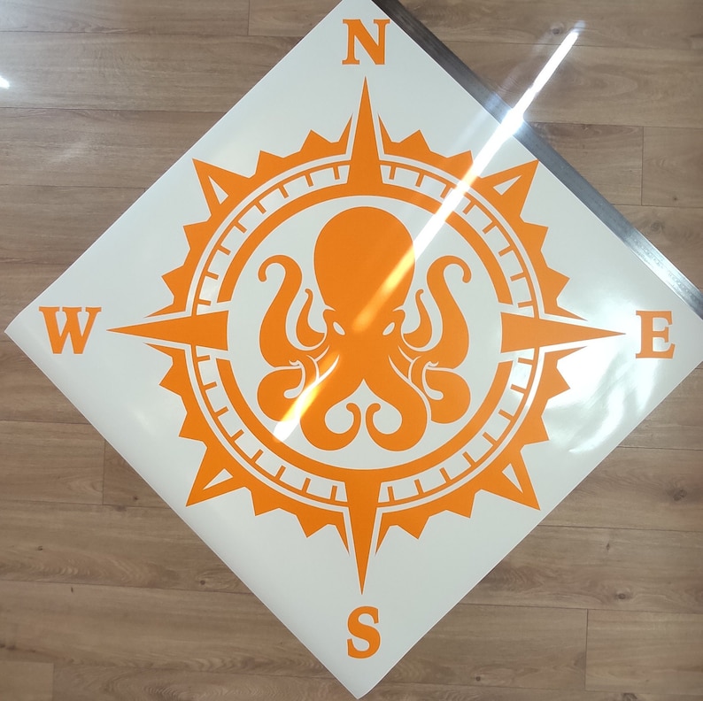 Octopus Compass Vinyl Decal Sticker, Compass Rose, Sailor Decal, Truck ...