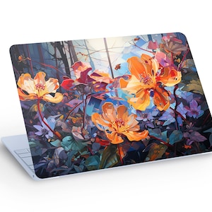 Forest FLOWERS LAPTOP SKIN Decal Sticker, Macbook Skin, Colorful Forest Flowers Laptop Skin Decal - Custom Size