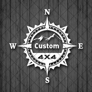 Mountain 4x4 Off Road CUSTOM TEXT Compass Vinyl Decal Sticker, 4x4 sticker, Off Road decal, Decals for off-road SUV&#39;s