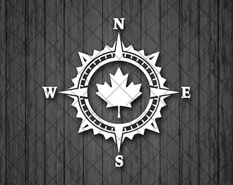 CANADA Maple Leaf COMPASS Vinyl Decal Sticker, CANADA Decal, Laptop Stickers, Topkwaliteit sticker voor offroad voertuigen - aangepast formaat en kleur