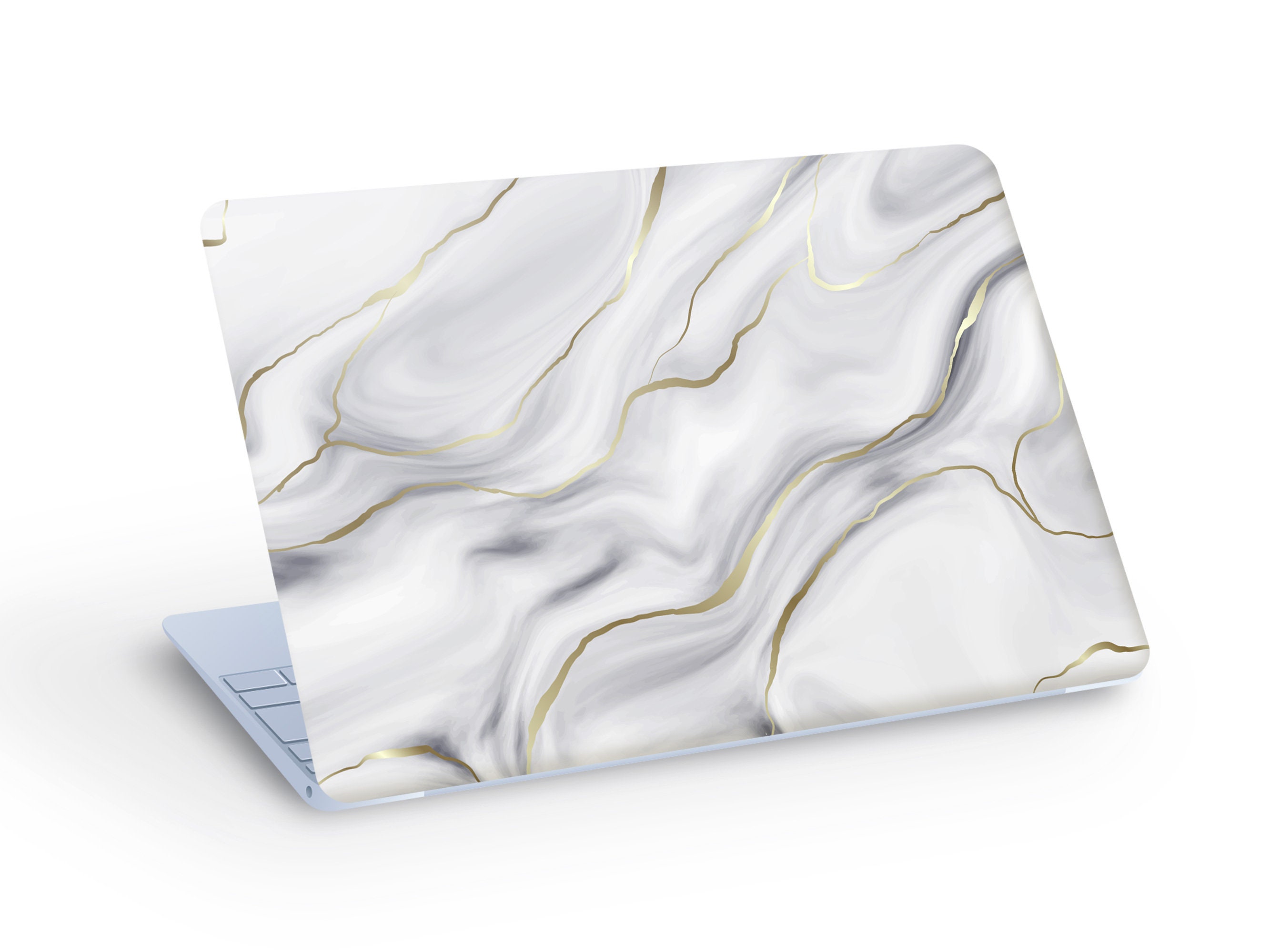 Milky White Gold MARBLE LAPTOP SKIN Decal Sticker, White and
