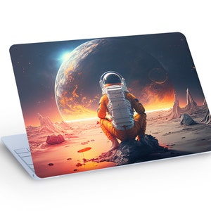 Astronaut meditiert LAPTOP Haut Aufkleber Aufkleber, Astronaut meditiert im Weltraum Laptop Haut Aufkleber - benutzerdefinierte Größe