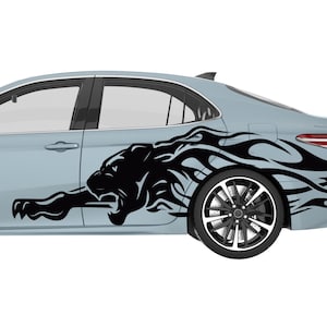 Set of JAGUAR Side Car Vinyl Decal Sticker, Set PANTHER Fender Top Side Trunk Car Decal, Jaguar Car Racing Decal SET - Custom Color and Size