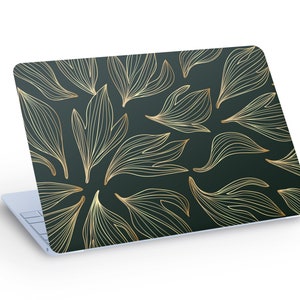 Sticker autocollant abstrait FEUILLES D'ORDINATEUR PORTABLE POUR ORDINATEUR PORTABLE, Stickers luxe feuilles plantes pour ordinateur portable - Taille personnalisée
