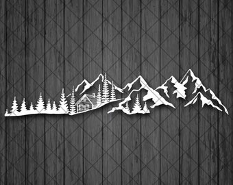 Mountain and Treeline SUV Vinyl Decal Sticker, Mountain and Treeline 4x4 Off Road Vinyl Decal Sticker, Forest 4x4 Vehicle