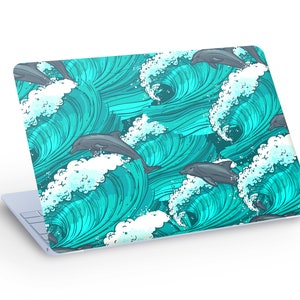 Meereswellen Delphin LAPTOP Skin Aufkleber Aufkleber, Meereswellen Delfin Laptop Haut Aufkleber - Benutzerdefinierte Größe
