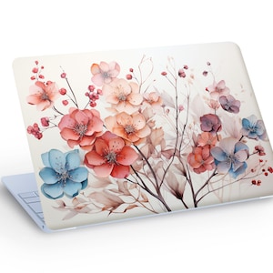 Flores de acuarela natural piel de ordenador portátil, piel de Macbook, flores pegatina de piel de ordenador portátil - tamaño personalizado