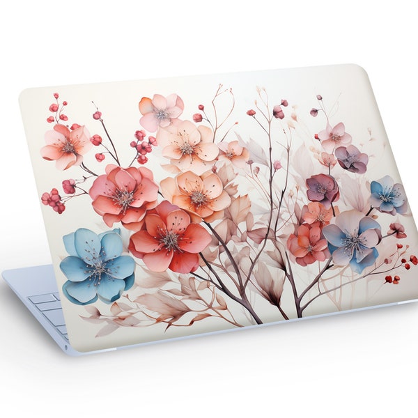 Natural Watercolor FLOWERS Laptop Skin, Macbook Skin, flowers Laptop Skin Decal Sticker  - Custom Size