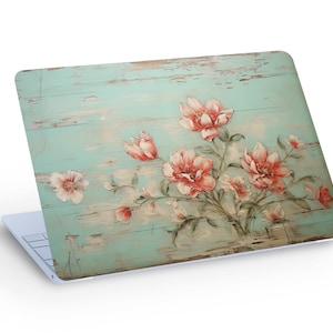 Vintage FLOWERS Laptop Skin, Beutiful Flowers Macbook Skin, Painted Rustic Flowers Laptop Skin Decal Sticker  - Custom Size