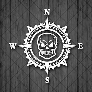Skull Compass Vinyl Decal Sticker, Compass Rose, Skull Decal, Skull Truck Decal, Laptop Stickers, Decals for off-road SUV&#39;s