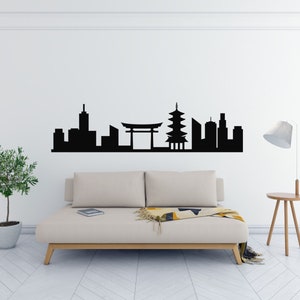 Tokyo Skyline Wall Decal Sticker Cut Vinyl Wall Tokyo City Wall Decor Sticker Wall Graphic Home Art Decoration - Custom Color and Size