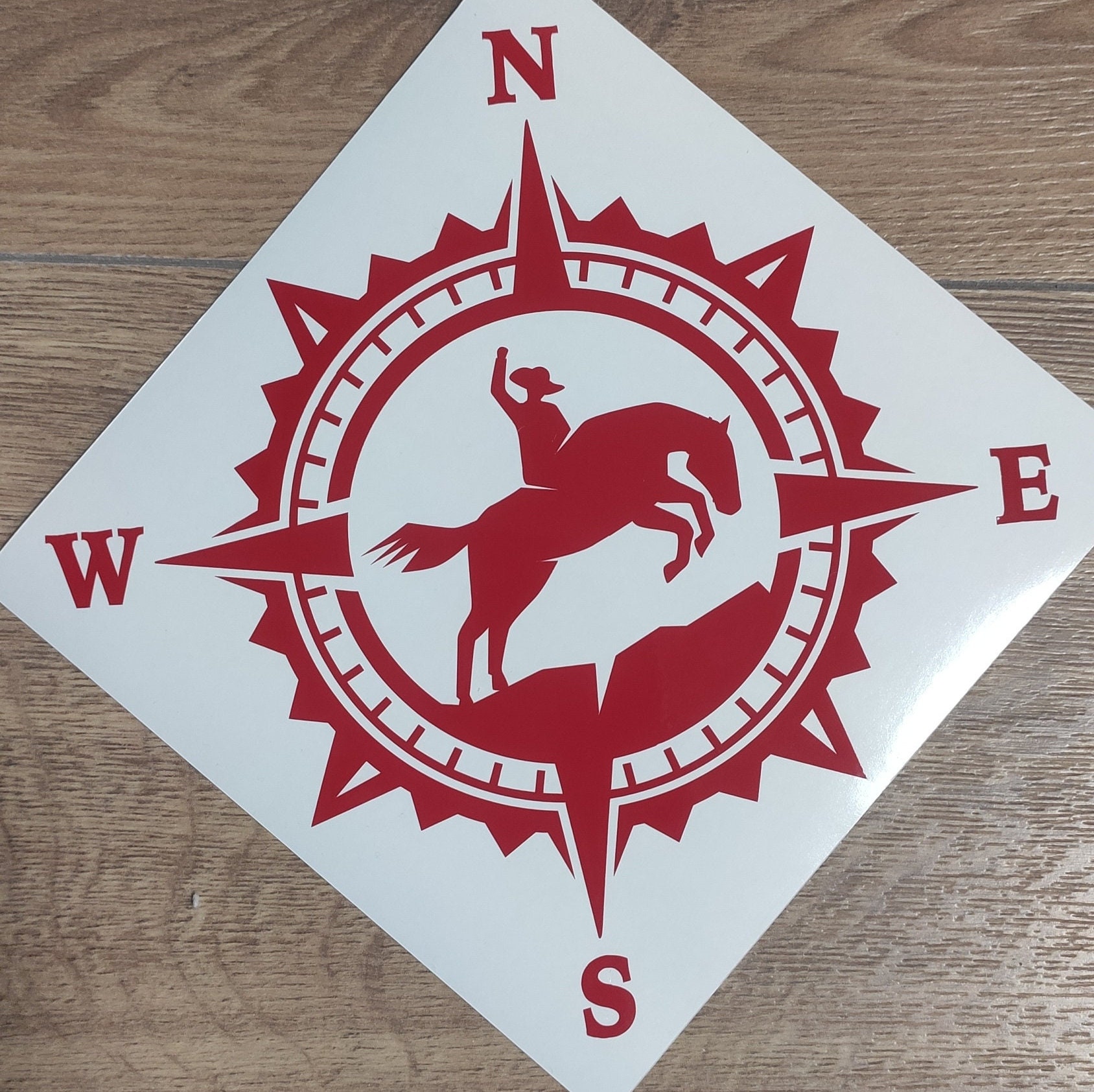 Coombs Rodeo Sticker COWBOY RODEO Compass Vinyl Decal Sticker, Compass Rose, Truck Decal ...
