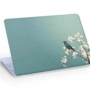 Adesivo simples de decalque de pele de laptop de pássaro e flor, pele de Macbook, decalque de pele de laptop de pássaro e flor - tamanho personalizado