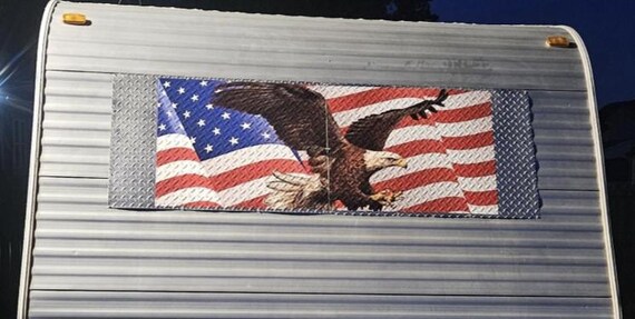 thumbnail image 2 of T30 American Eagle Flag V2 Laminated Tailgate Wrap Vinyl Graphic Decal – Fits Most Trucks (F150, Silverado, Ram, Tundra, Etc.) By Graphix Express 2 of 2