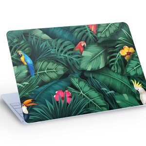 Tropical PARROTS LAPTOP SKIN Calcomanía pegatina, Jungle Parrots Laptop Skin Calcomanía - Tamaño personalizado