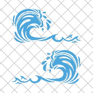 Ocean Surf Waves SUV Vinyl Decal Stickers, Sea Waves Line 4x4 Off Road Vinyl Decal Stickers, Beach 4x4 Vehicle Decal Sticker - Pair Decals