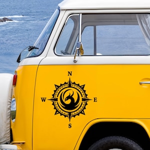 Naklejka winylowa Phoenix Firebird Compass Rose, grafika do SUV-a terenowego, naklejka na laptopa