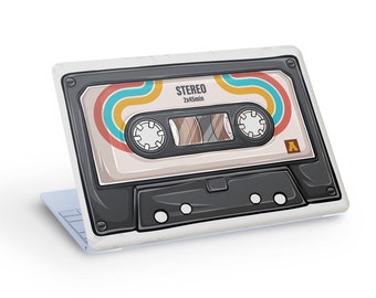 MUSIC Cassette Tape LAPTOP SKIN Decal Sticker, Retro Cassette Tape Laptop Skin Decal - Custom Size