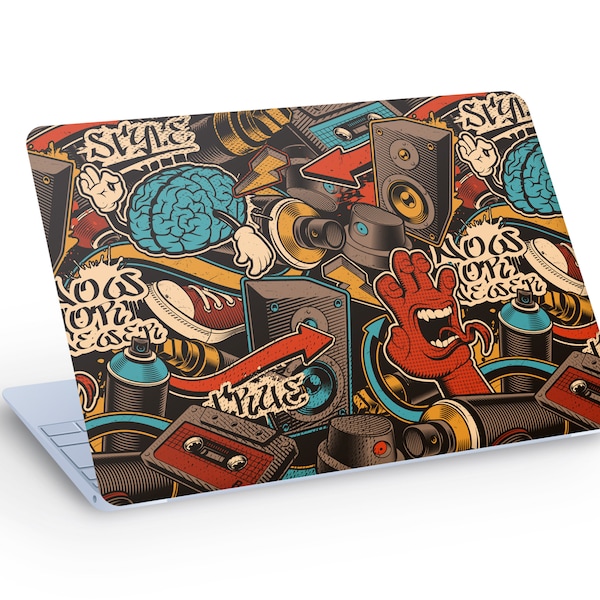 GRAFFITI LAPTOP SKIN Decal Sticker, Old School Graffiti Laptop Skin Decal - Custom Size