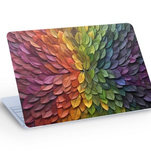 Bellissimo adesivo colorato per decalcomanie per la pelle del computer portatile con foglie, decalcomania per la pelle del computer portatile con foglie arcobaleno colorato - dimensioni personalizzate