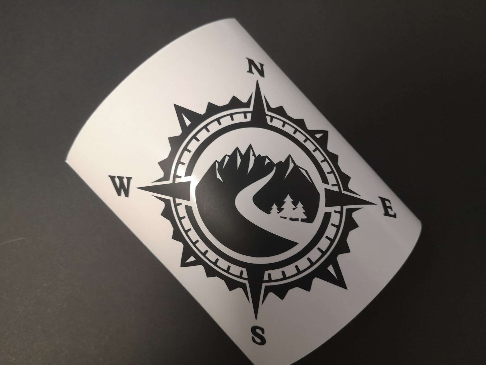 Mountain River Compass Vinyl Decal Sticker, Nature Decal, Forest ...