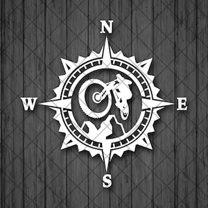 Mountain Bike Vinyl Decal Sticker, Compass Rose, Mountain Decal, Laptop Sticker, Truck decals, Top Quality Decal For Popular Offroad Cars