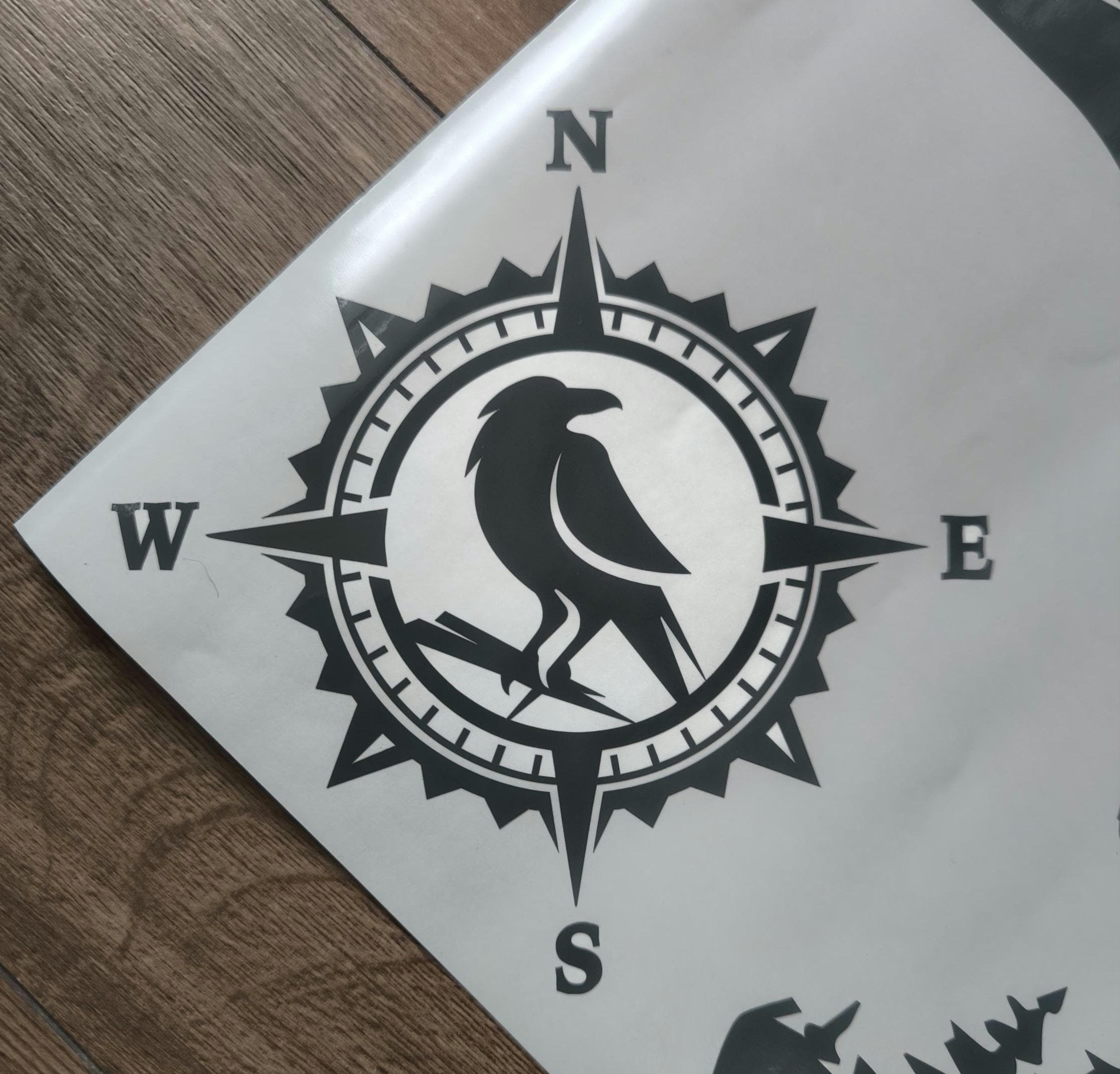 RAVEN Compass Vinyl Decal Sticker, Compass Rose, Raven Decal, Truck ...