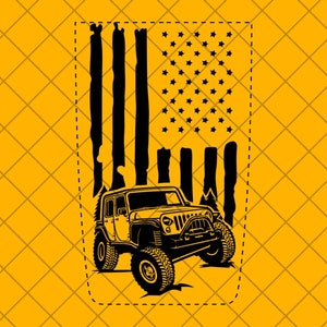 Distressed Amerikaanse vlag Off Road Truck Hood Vinyl Decal Sticker, Militaire Schedel TJ / LJ / Jk / JkU Hood Decal, US Flag Truck Decal Sticker