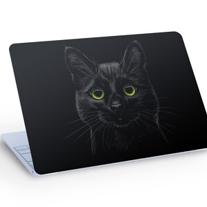 Black CAT LAPTOP SKIN Decal Sticker, Cat Laptop Skin Decal - Custom Size