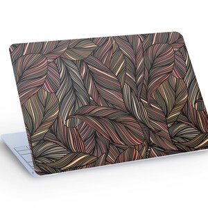 Sticker autocollant pour ordinateur portable abstrait feuilles, feuilles abstraites plantes, sticker pour ordinateur portable - dimension personnalisée