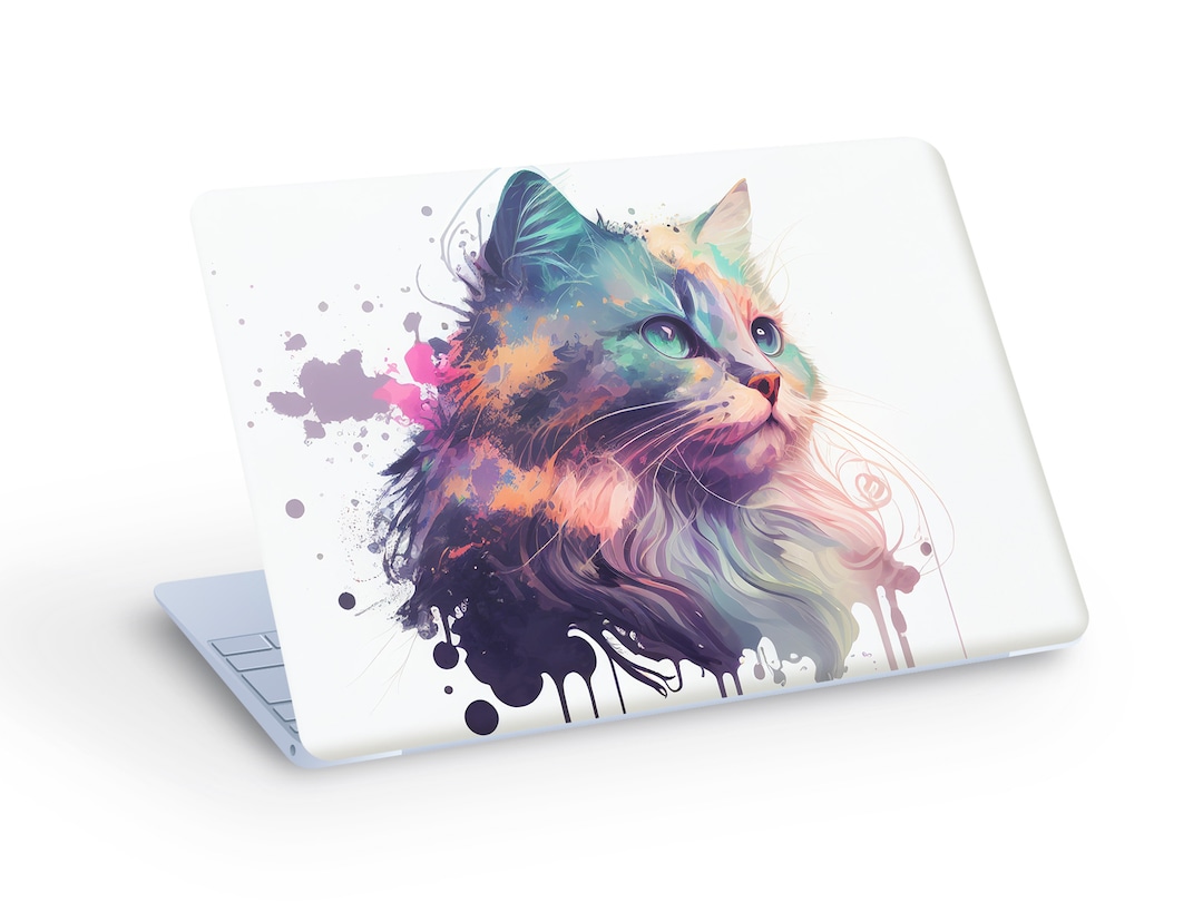 CAT LAPTOP SKIN Decal Sticker, Cat on White Background Laptop Skin ...